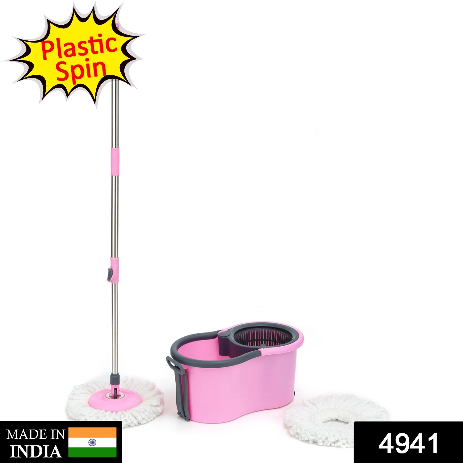 4941 Quick Spin Mop Plastic spin, Bucket Floor Cleaning, Easy Wheels & Big Bucket, Floor Cleaning Mop with Bucket DeoDap 4941 Quick Spin Mop Plastic spin, Bucket Floor Cleaning, Easy Wheels & Big Bucket, Floor Cleaning Mop with Bucket DeoDap